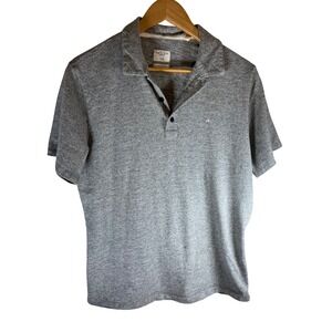 Rag Bone Men Grey Heathered Polo Shirt M Medium Short Sleeve Casual Button Neck